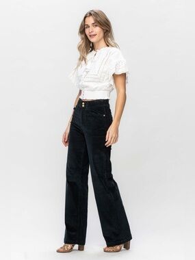 New Judy Blue Sz 29 Emerald Green Wide Leg Corduroy Trouser